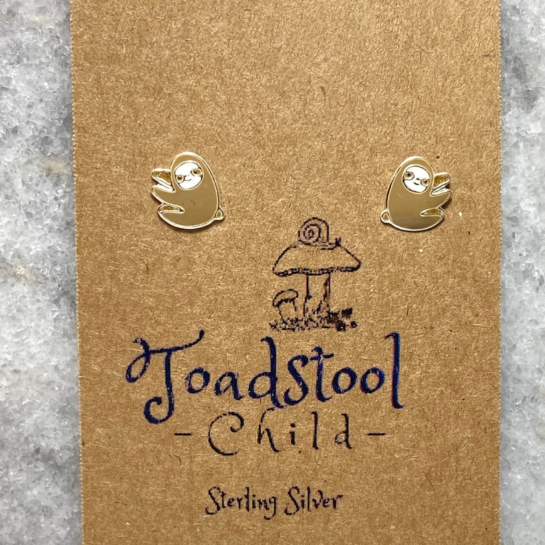 Sterling Silver sloth studs/ earrings / kids jewelry / Childrens Jewelry / Childrens Earrings image 1