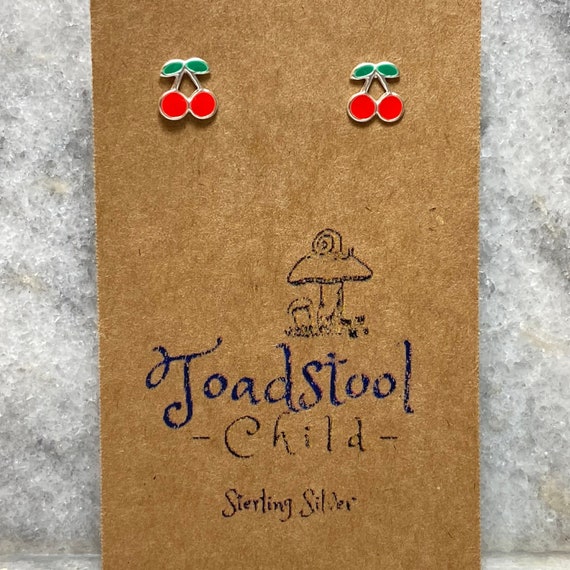 Layla Cherry Stud Earrings in Silver Layla Cherry Stud Earrings in Silver
