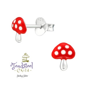 Sterling Silver mushroom studs/ earrings / kids jewelry / Childrens Jewelry / Childrens Earrings image 2