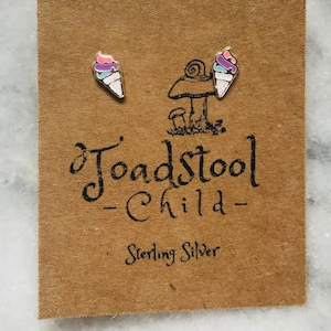 Sterling Silber - Ohrstecker / Ohrringe / Eiswaffel / Kinderschmuck / Kinderohrringe