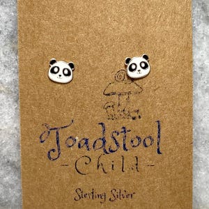 Sterling Silver - Panda bear studs/ earrings / kids jewelry / Childrens Jewelry / Childrens Earrings