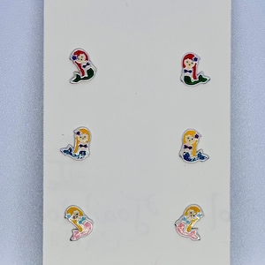 Färgglada sjöjungfruörhängen i sterlingsilver – Barnsmycken