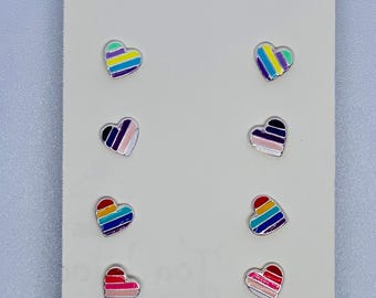 Sterling Silver Rainbow Heart Stud Earrings – Children's Jewelry