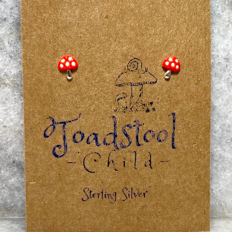 Sterling Silver mushroom studs/ earrings / kids jewelry / Childrens Jewelry / Childrens Earrings toadstool/ silver