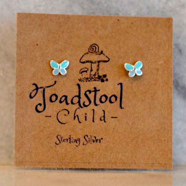 Sterling Silver - Butterfly micro studs/ earrings / kids jewelry / Childrens Jewelry / Childrens Earrings
