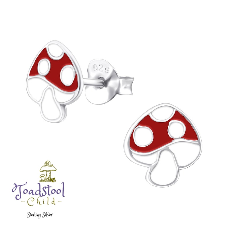 Sterling Silver mushroom studs/ earrings / kids jewelry / Childrens Jewelry / Childrens Earrings image 4