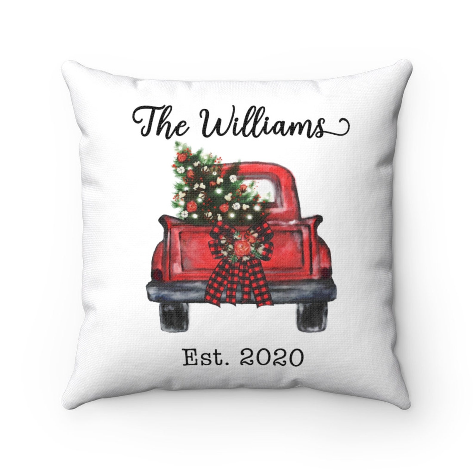 Personalized Christmas Pillow Case Red Truck Pillow Old Red Etsy