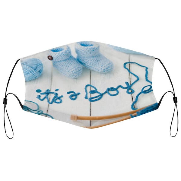 It's a Boy Blue Gender Reveal Baby Shower Favor Cloth Face Mask with 2 Replaceable Filters Dust Proof Covering Nose Wire Splint Breathable