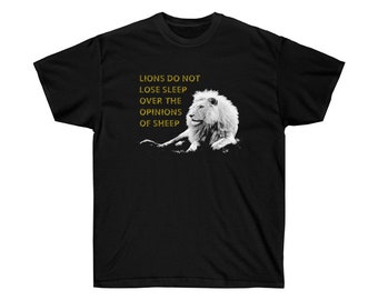 Lions Do Not Lose Sleep Over Actions Sheep Rebel Anti Mandate Protest Mask Black Unisex Ultra Cotton Tee T-Shirt Adult S, M, L, XL, 2XL Size