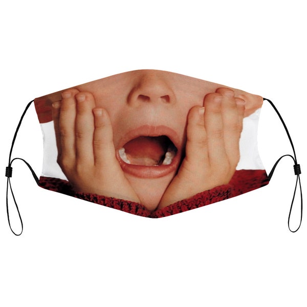 Home Alone Kevin Screaming Mouth Christmas Holiday Movie Quote Cloth Face Mask w/ 2 Filters Dust Proof Covering Nose Wire Splint Breathable
