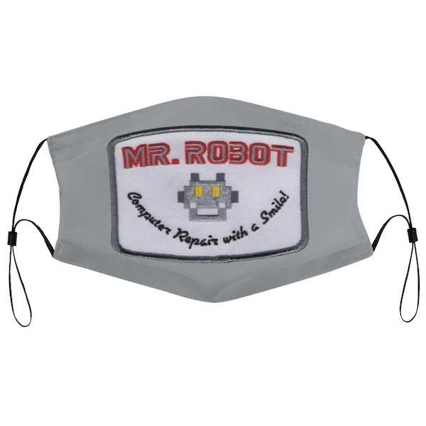 Mr Robot Computer Repair with a Smile Logo Fsociety Hackers Cloth Face Mask with 2 Replaceable Filters Dust Proof Covering Nose Wire Splint