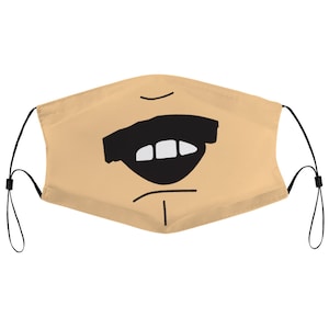 South Park Randy Marsh Mustache Mouth Smiling Tegridy Farms Funny Cloth Face Mask 2 Replaceable Filters Dust Proof Covering Nose Wire Splint