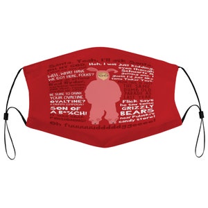 Pink Bunny Ralphie A Christmas Story Movie Quote Medley Holiday Cloth Face Mask with 2 Replaceable Filters Dust Covering Nose Wire Splint