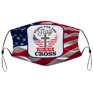 Stand Flag Kneel Cross Patriotic Veteran USA Cloth Face Mask 2 Filers Remplaçables Dust Proof Covering Nose Wire Splent Breathable Washable