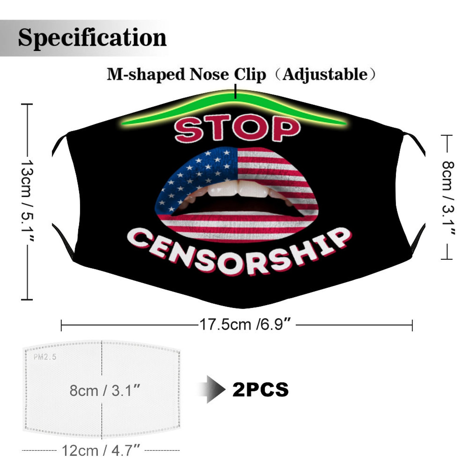 Stop Censorship USA Lips Freedom Speech Protest Rebel Anti Etsy