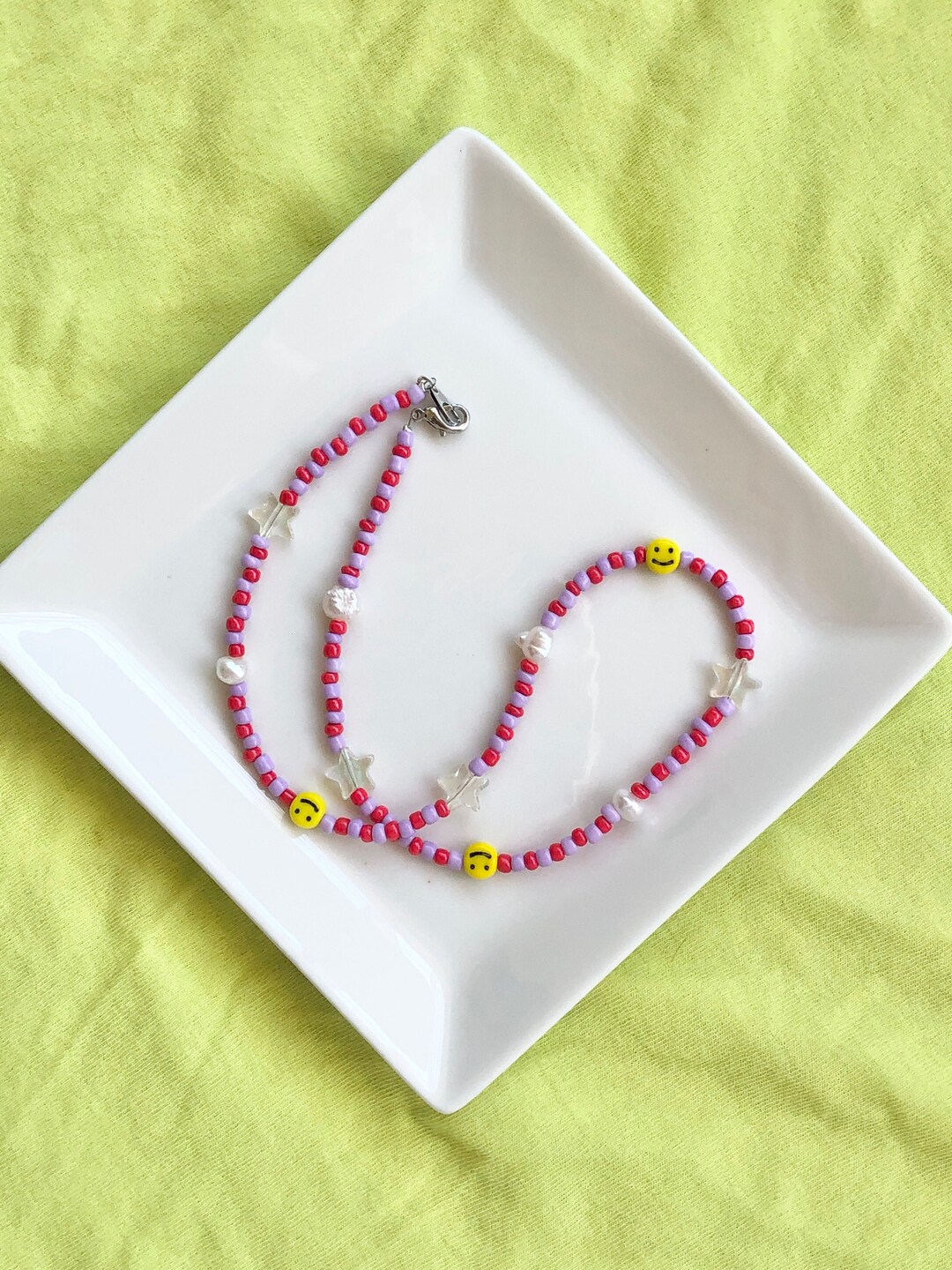 ●VVV● Mixed Pearl Smile Beads Necklace 21FWNK014MX Women's Smiley Face Pearl Necklace with Assorted Beads – Nialaya