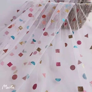 Geometrischer Druck Weicher Tüll Spitzenstoff, Geometrisches Muster Spitze Stoff, Schicke Spitze Stoff für Mädchen Rock Sommerkleid, Tutu Kleid, Mini Kleid