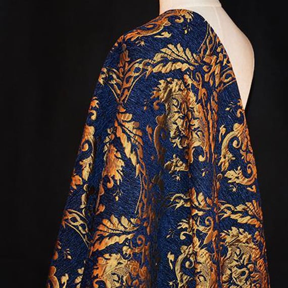 Golden Emboss Jacquard Fabric Polyeter Brocade Damask for Haute Couture Sewing, Crafts, DIY, Suits, Drapes, Apparel, Suits Sold by 1 Yard