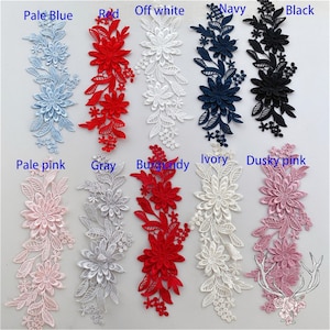 Embroidery Lace Applique Lace Motif Hollowed Flower Lace Patch Sewing Accessories For Bridal Wedding Dress Skirt 1 Pair