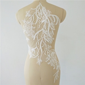 Large Leaf Embroidered Ivory Bridal Lace Applique Tree Lace Motif Sewing On Bridal Wedding Dress Houte Couture
