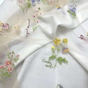 Butterfly Flower Embroidery Tulle Lace Fabric Soft Lace Mesh Lace Fabric For Party Dress, Tutu, Princess dress, Doll Dress Sold By Yard