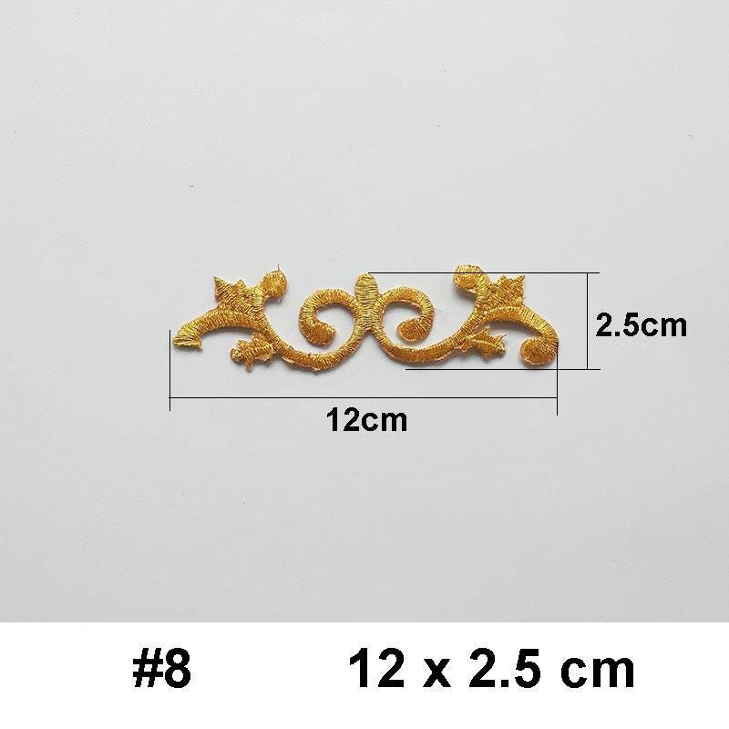 Toppa Ricamata In Pizzo Applique Oro - Decoro Da Stirare O Cucire Su Jeans, Magliette E Cappotti - Foto 6