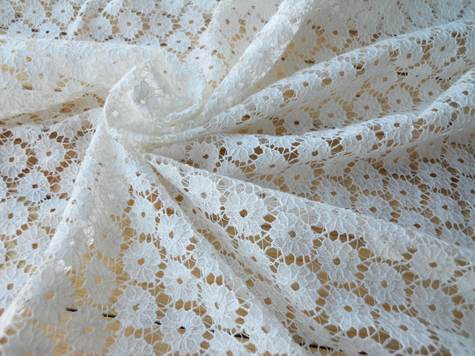 Ivory Soft Tulle Lace Fabric By the Yard Hollowed Forwer Etsy