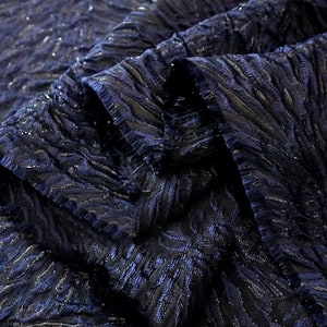 Navy Emboss Jacquard Fabric Stripe Polyeter Brocade Damask for Sewing, Crafts, DIY, Suits, Drapes, Apparel, Suits Sold by 1 Yard