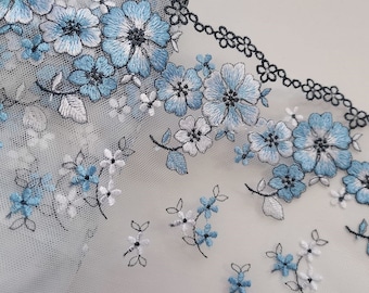 2 Yards Blue Flower Embroidery Lace Trim Edging Lace Fringe Sewing Accessories For Girl Dress Lace Doll Lace Lolita Lace 9 inches width