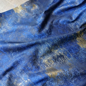 Classic Dark Blue Fabric Jacquard Fabric Brocade Fabric polyester Material for Haute Couture Sewing, Crafts, DIY, Suits, Drapes, Apparel