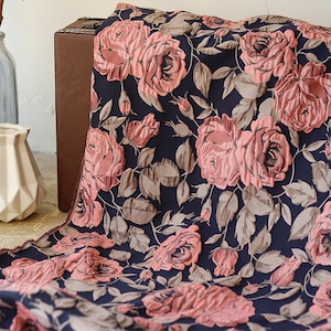 Rose Flowers Brocade Fabric Haute Couture Fabrics Vintage Floral Jacquard Fabric For Formal Suit Apparel 57 inches Width Sold By Yard