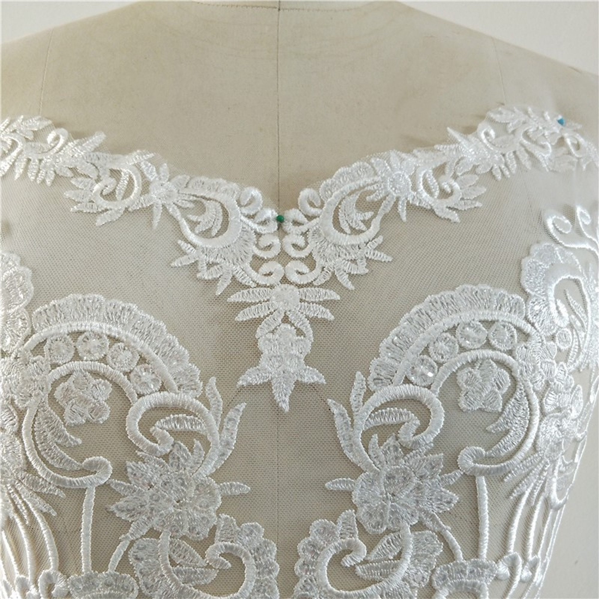 Exquisite Clear Sequin Leaf Embroidery Bridal Lace Applique - Etsy