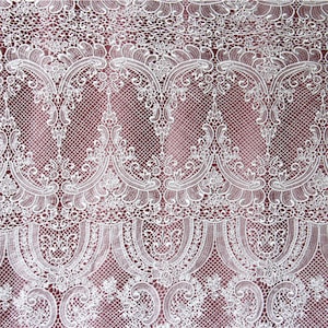 Luxurious Flower Embroidery Guipure Lace Fabric Off White Leaf Vine Lace Overlay Fabric for Wedding Dress Bridal Dress 51 inches Width