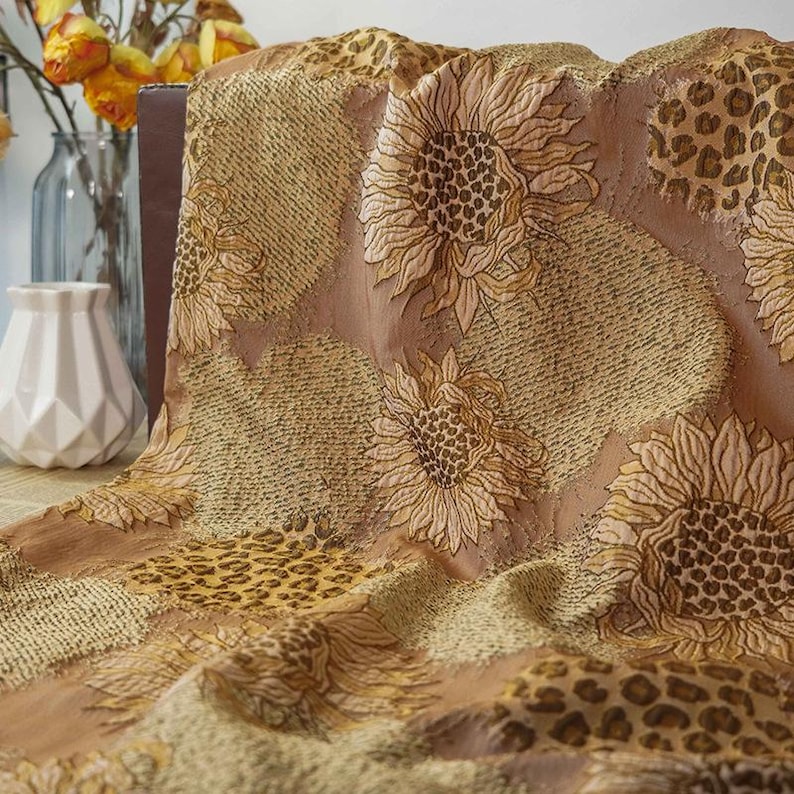 Sunflower Textiles Unique Sunflower Yellow Fabric Polyester Material Brocade Fabric ...