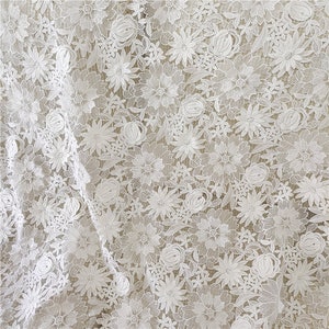 3D Stickerei Floral Ranken Spitze Stoff Organza Hohl Design Off White Lace Overlay für Hochzeitskleid Braut Schleier Overlay DIY Basteln