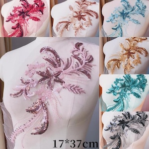 Sequins Star EmbroideryLace Applique Beaded Motif Embroidery Sequins Patch Delicate Addition for Dance Costume Craft