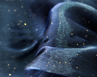 Galaxy Organza Lace Fabric 13 Color Mesh Golden Glitter Dot Lace Tulle By the Yard for Party Dress Gown Curtain 59&quot; width Sold by yard