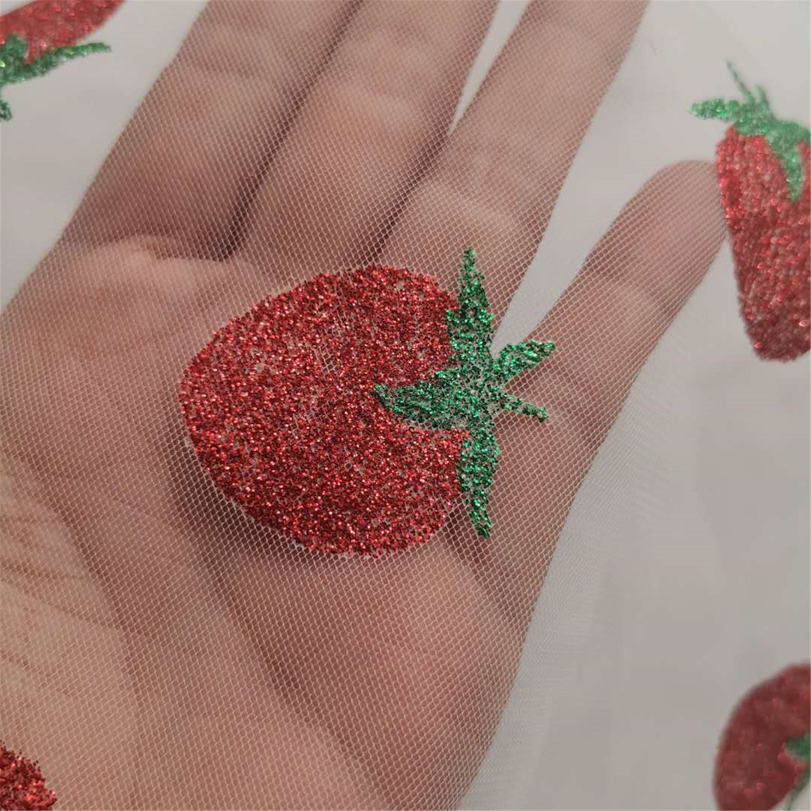 glitter strawberry tulle