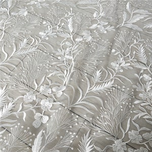 Flower Leaf Embroidery Off White Vines Lace Fabric By yard Lace Overlay for Wedding Dress Bridal Veil 51 Inches Width