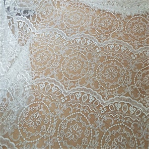 Bohemian Dress Lace Fabric Off White Flower Embroidery Overlay Tulle Lace Fabric Delicater Embroidery Lace For Wedding Dress Sold by Yard