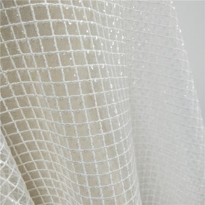 Creative Design Embroidered Lace Fabric Off White Wedding Bridal Fabric With Glitter Sequins 51" Width By The Yard