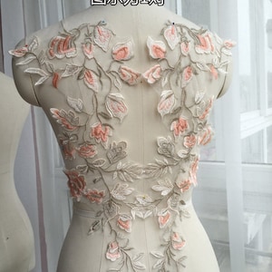 Flower Leaf Embroidery Orange Lace Applique Elegant Lace Patch Delicate Sewing For Wedding Dress Costumes Party Gown Craft Projects