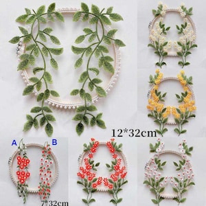 Vine Embroidery Lace Moitf Leaf Lace Applique Sewing Flower Lace Patch Delicate Accessories For Costumes, Dress Jacket
