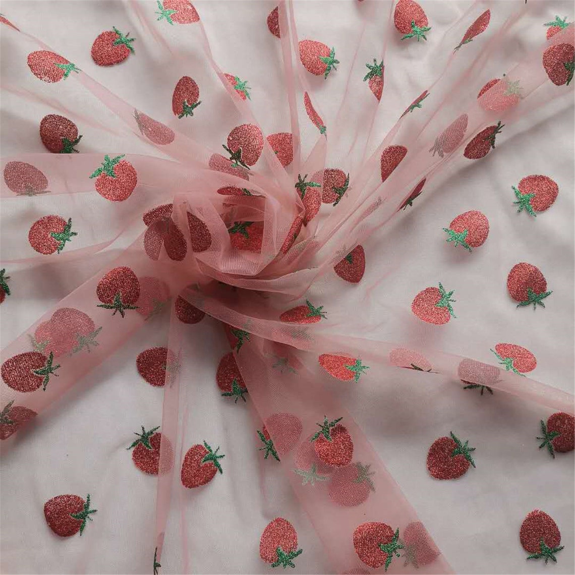 glitter strawberry tulle