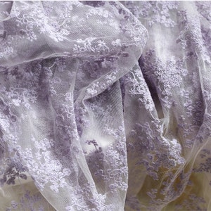 Lilac Little Floral Embroidery Lace Tull Lace Flower Sold by Yard Embroidery Lace Fabric For Bridesmaid Dress 59 inches Width Sold by yard