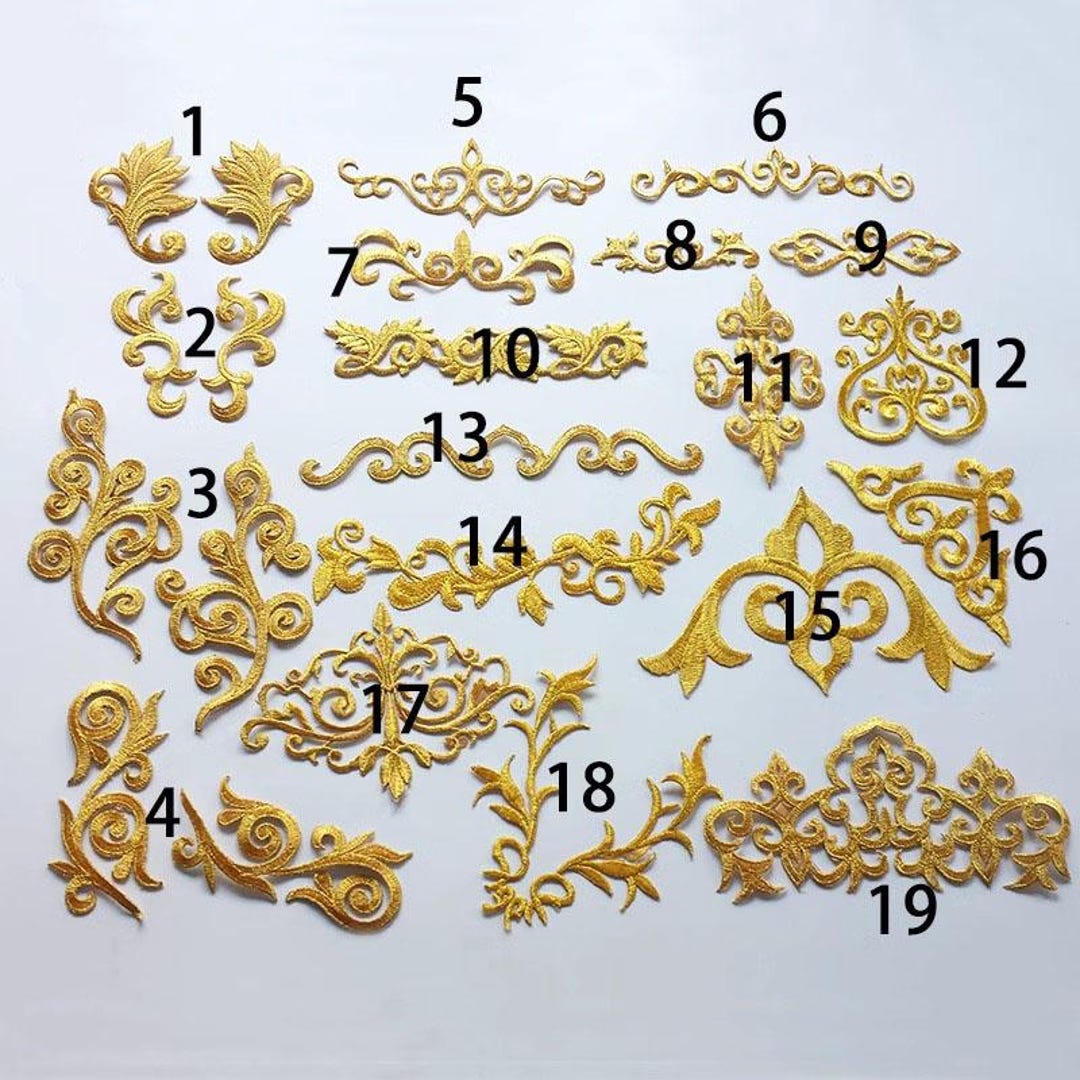 Toppa Ricamata In Pizzo Applique Oro - Decoro Da Stirare O Cucire Su Jeans, Magliette E Cappotti - Foto 9