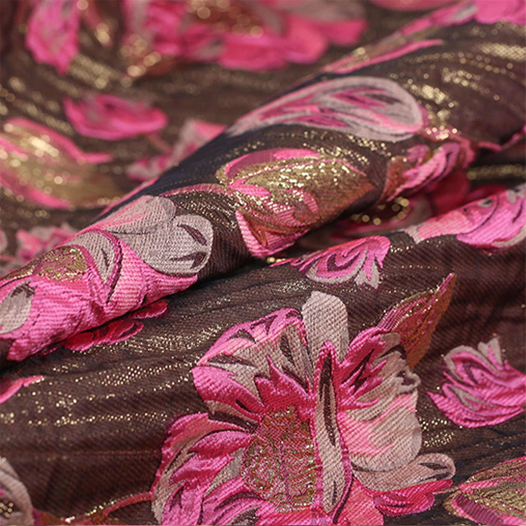 Emboss Jacquard Fabric Lotus Embroidery Polyeter Brocade - Etsy