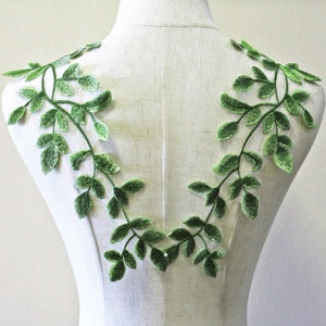 Green Vine Embroidery Lace Moitf Leaf Lace Applique Sewing Lace Patch Delicate Accessories For Costumes, Dress Jacket