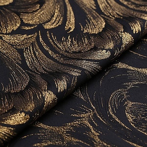 Golden Emboss Jacquard Fabric Lame Brocade Damask for Haute Couture Sewing, Crafts, DIY, Suits, Drapes, Apparel, Suits Sold by 1 Yard