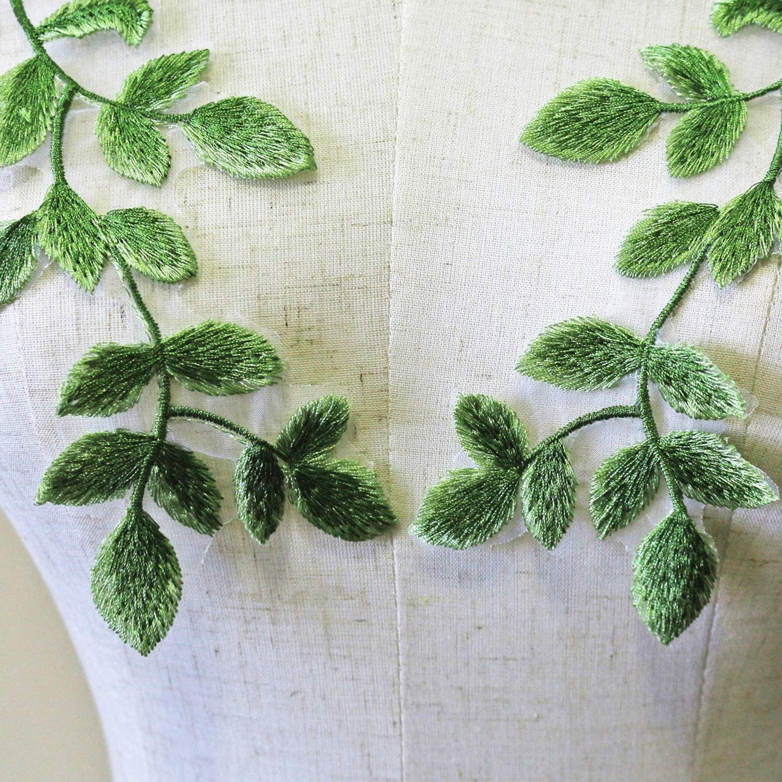 Green Vine Embroidery Lace Moitf Leaf Lace Applique Sewing Etsy UK